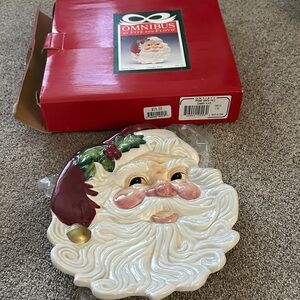Fitz and Floyd Santa Claus Holiday Plate - Red, Green, Gold, White